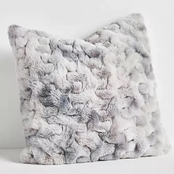 Luxe Sculpted Faux-Fur Pillow - Silver
